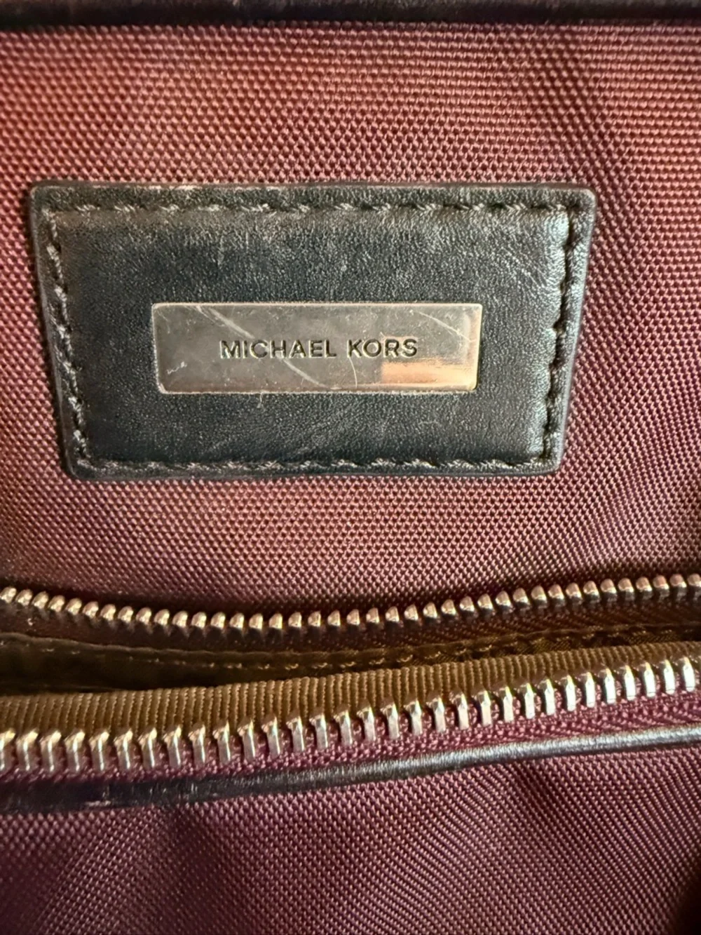 Michael Kors Men's Burgundy Nylon Briefcase with Black Leather Trim